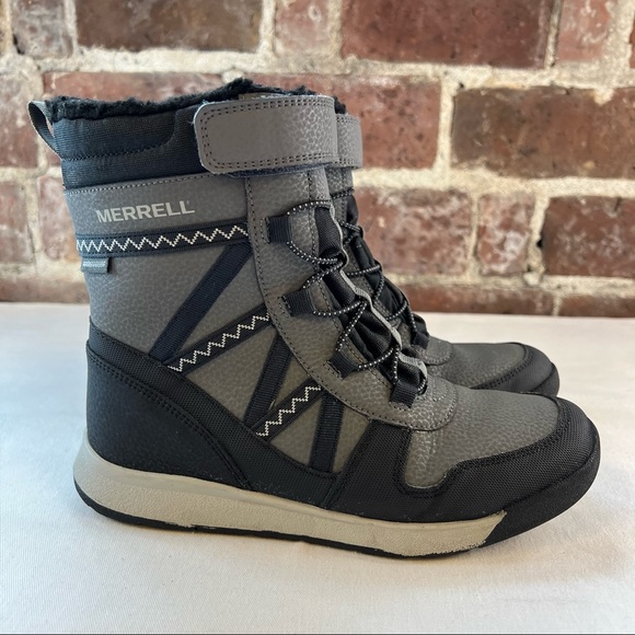 Merrell Other - MERRELL Big Kid’s Snow Crush 2.0 Waterproof Jr Boot Gray & Black Sz 4